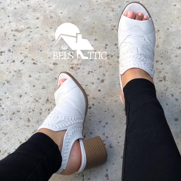 Vegan Tribal/ Boho Leather Peep Toe Booties - Picture 7 of 7